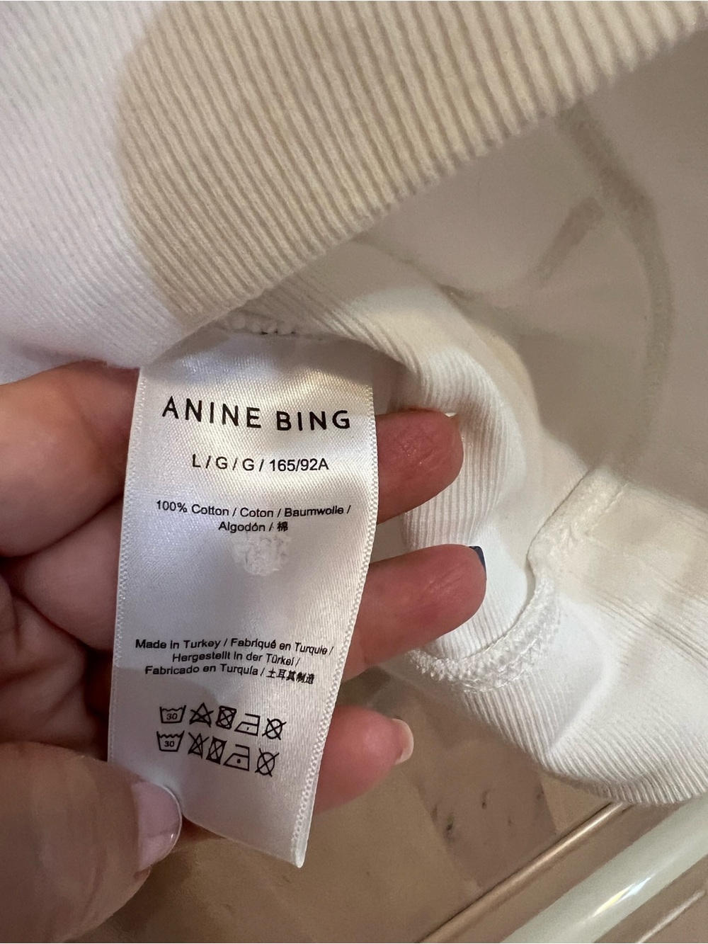 ANINE BING SHORT SLEEVED CREWNECK SWEATSHIRT WITH A DISTRESSED LOGO SIZE LARGE - Picture 4 of 8
